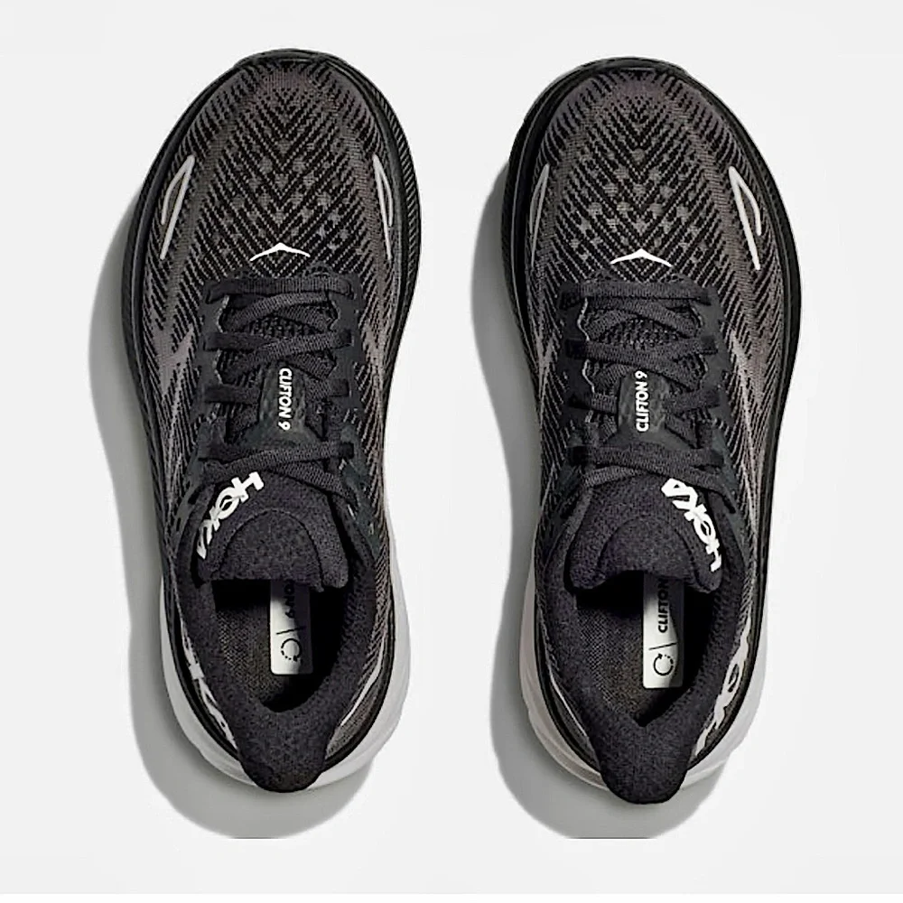 HOKA One One Clifton 9 Sneakers in Black and White - Picture 4 of 16